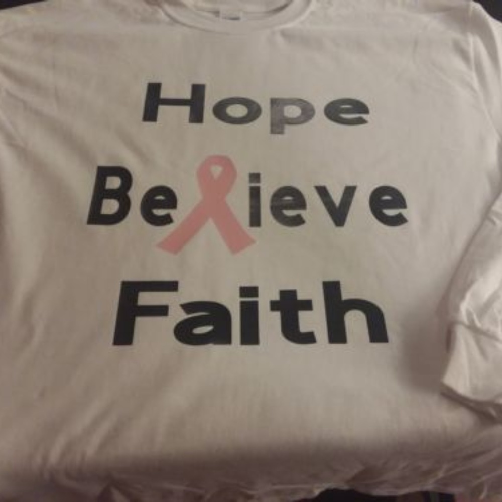 Hope Believe Faith Long Sleeve Breast Cancer Tee